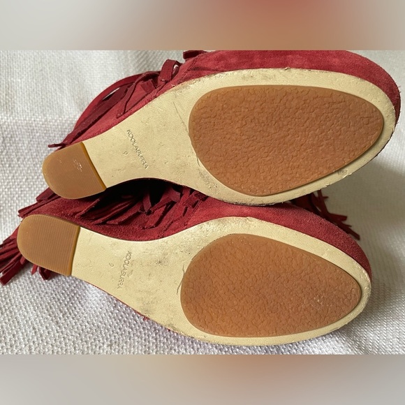 Koolaburra Red Suede Fringe Ankle Boots - Picture 10 of 12